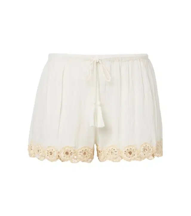 Liya crochet-trimmed cotton shorts