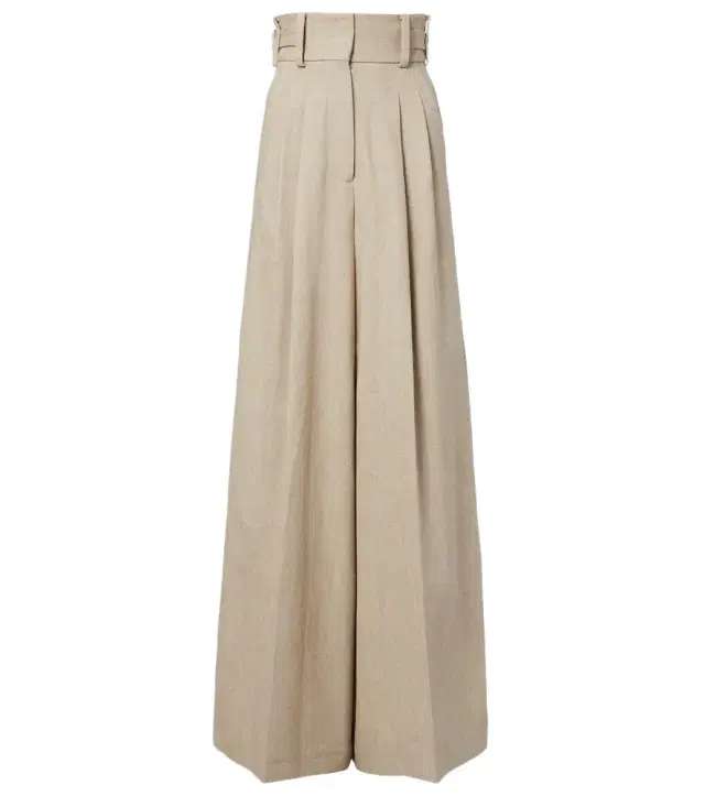 Elie Saab Linen and cotton canvas wide-leg pants