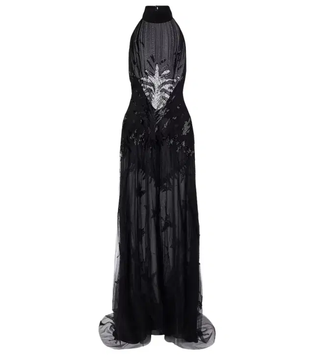 Blumarine Embellished georgette and lace maxi dress