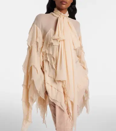 Blumarine Ruffled scarf-detail georgette blouse | Thumbnail 3