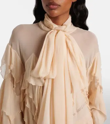 Blumarine Ruffled scarf-detail georgette blouse | Thumbnail 5