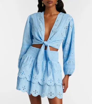 Melissa Odabash Pia broderie anglaise cotton top | Thumbnail 4