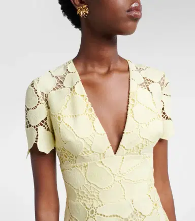 Elie Saab Floral silk-blend guipure midi dress | Thumbnail 3 Elie Saab Floral silk-blend guipure midi dress | Thumbnail 3