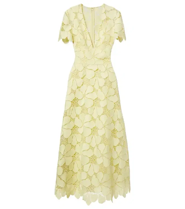 Floral silk-blend guipure midi dress