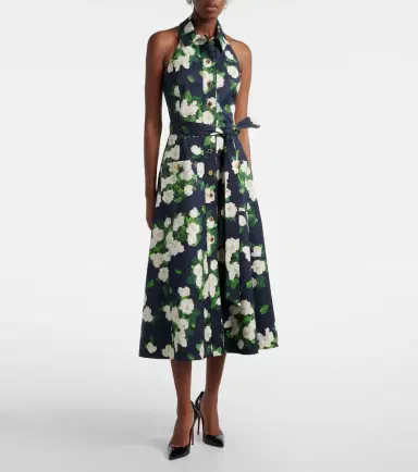 Carolina Herrera Floral faille midi dress | Thumbnail 4