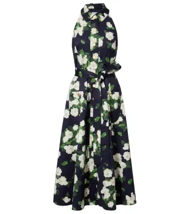 Carolina Herrera Floral faille midi dress | Thumbnail 1