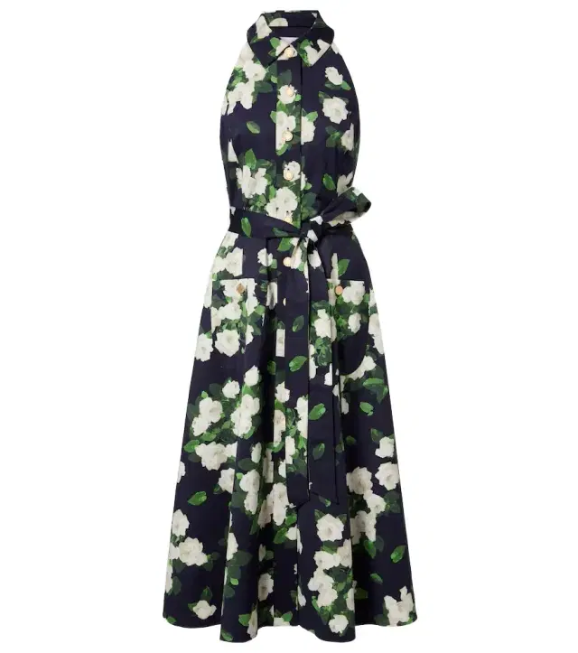 Floral faille midi dress