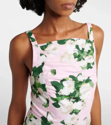 Carolina Herrera Floral pleated cotton-blend midi dress | Thumbnail 4