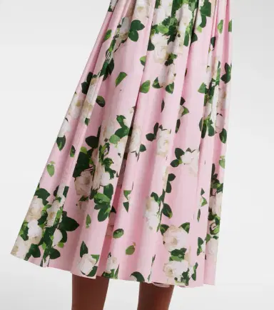 Carolina Herrera Floral pleated cotton-blend midi dress | Thumbnail 5
