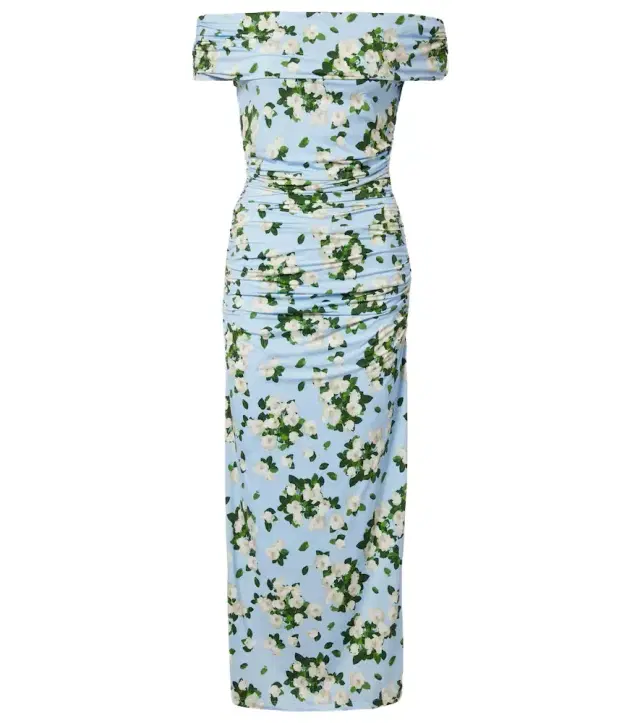 Carolina Herrera Floral ruched jersey midi dress