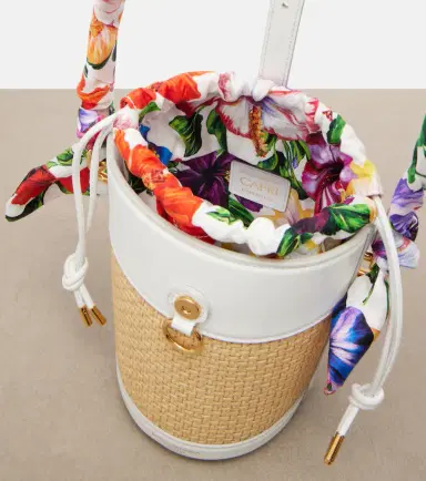 Dolce & Gabbana Leather-trimmed raffia bucket bag | Thumbnail 2 Dolce & Gabbana Leather-trimmed raffia bucket bag | Thumbnail 2