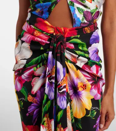 Dolce & Gabbana Draped floral silk-blend midi skirt | Thumbnail 3