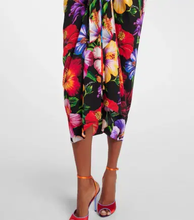Dolce & Gabbana Draped floral silk-blend midi skirt | Thumbnail 5