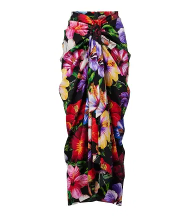 Dolce & Gabbana Draped floral silk-blend midi skirt | Thumbnail 1