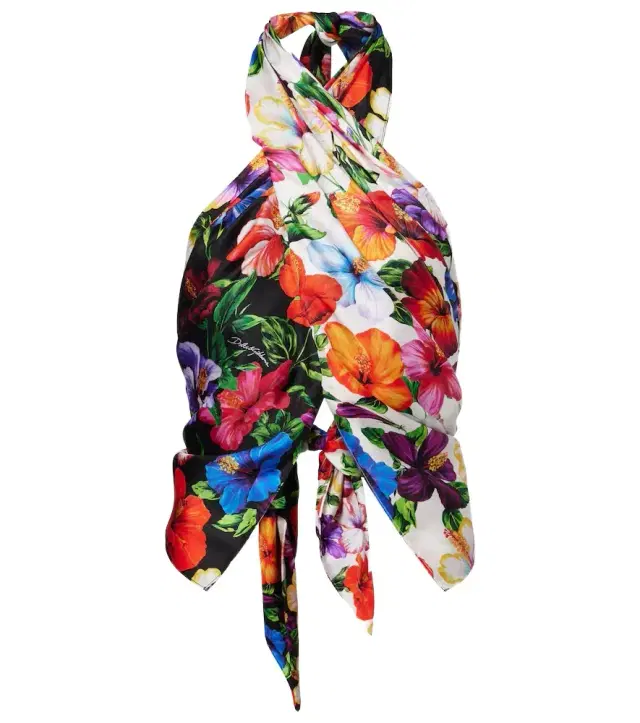 Dolce & Gabbana Floral scarf-detail silk top