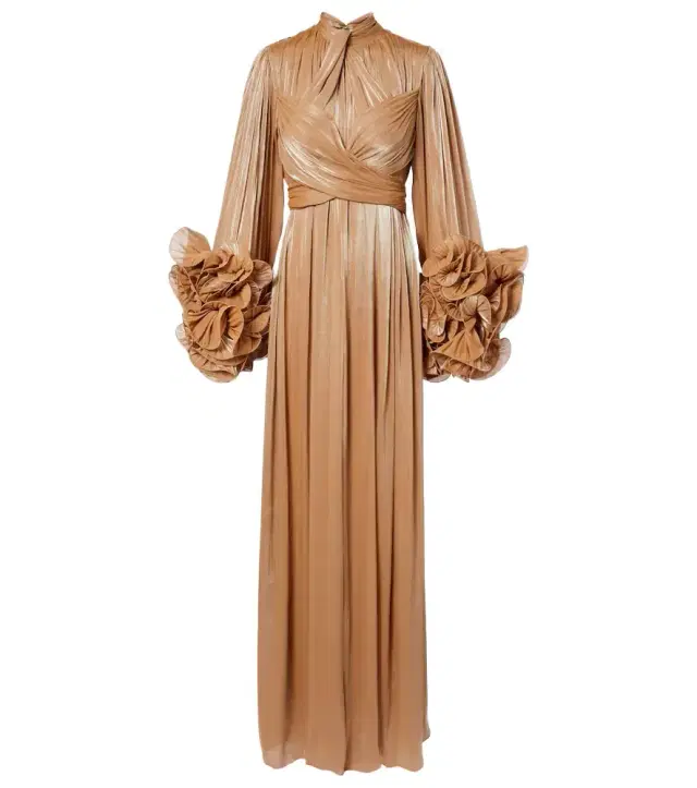 Ruffled Lurex georgette gown