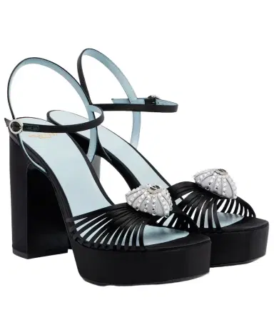 Valentino Garavani Caur Royal embellished satin platform sandals | Thumbnail 1