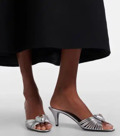 Valentino Garavani Caur Royal metallic leather mules | Thumbnail 6 Valentino Garavani Caur Royal metallic leather mules | Thumbnail 6