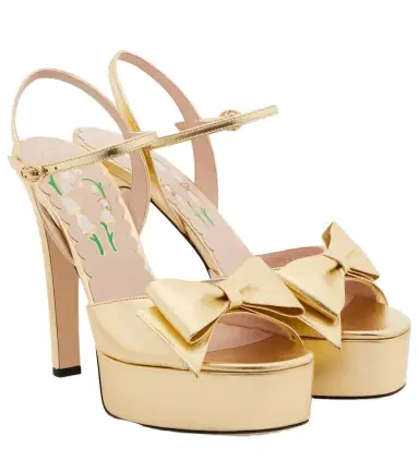 Valentino Garavani Bowow metallic leather platform sandals | Thumbnail 1 Valentino Garavani Bowow metallic leather platform sandals | Thumbnail 1