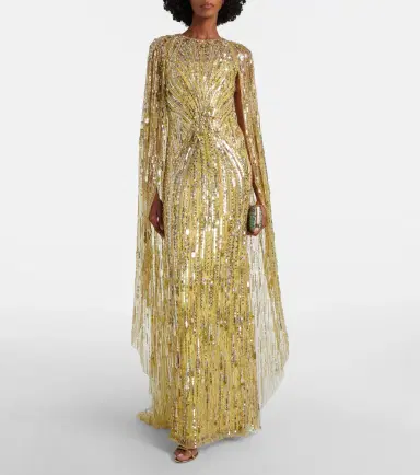 Jenny Packham Elio embellished caped gown | Thumbnail 2