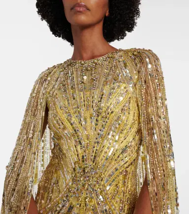 Jenny Packham Elio embellished caped gown | Thumbnail 3