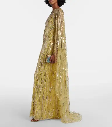 Jenny Packham Elio embellished caped gown | Thumbnail 6