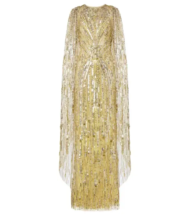 Jenny Packham Elio embellished caped gown