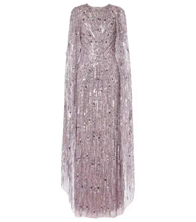 Jenny Packham Elio embellished caped gown