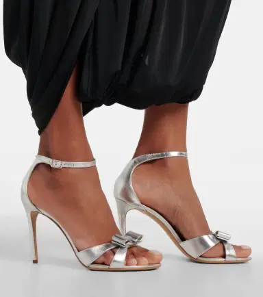 Ferragamo Bow-detail metallic leather sandals | Thumbnail 5