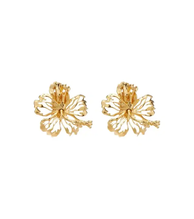 Oscar de la Renta Hibiscus clip-on earrings