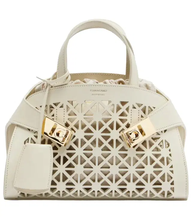 Ferragamo Hug Mini laser-cut leather top-handle bag