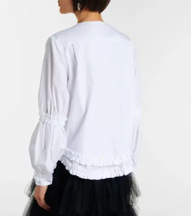 Noir Kei Ninomiya Bow-detail ruffled cotton poplin shirt | Thumbnail 2