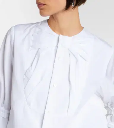 Noir Kei Ninomiya Bow-detail ruffled cotton poplin shirt | Thumbnail 5