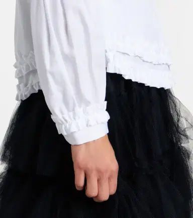 Noir Kei Ninomiya Bow-detail ruffled cotton poplin shirt | Thumbnail 6