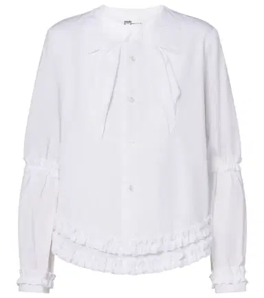 Noir Kei Ninomiya Bow-detail ruffled cotton poplin shirt | Thumbnail 1