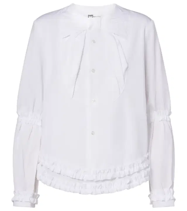 Noir Kei Ninomiya Bow-detail ruffled cotton poplin shirt