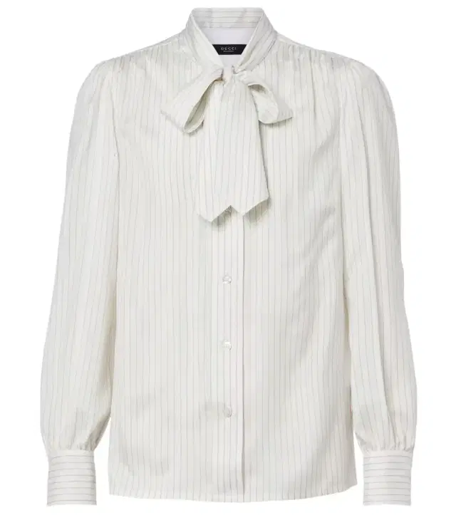 Gucci Pinstripe tie-neck silk shirt