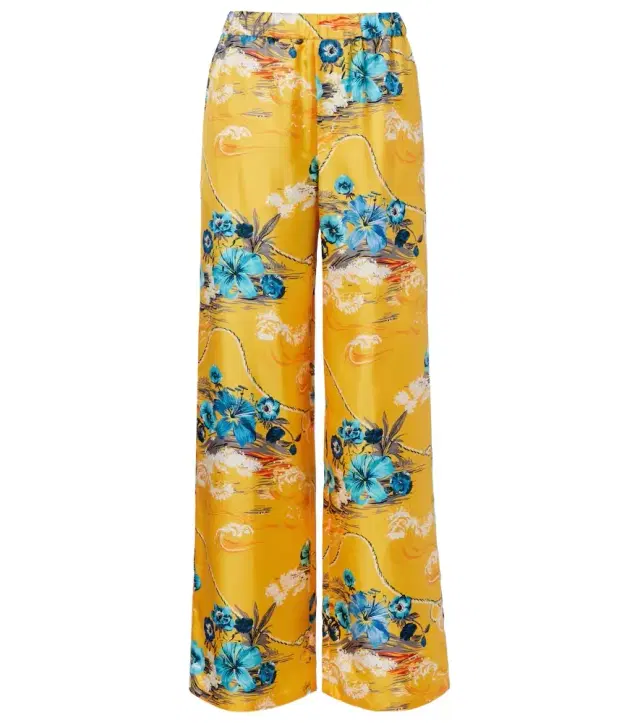 Flora silk twill palazzo pants