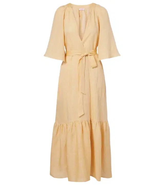 Eres Audacieuse belted linen maxi dress
