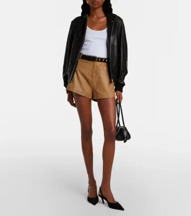 Nour Hammour Leontine leather shorts | Thumbnail 2