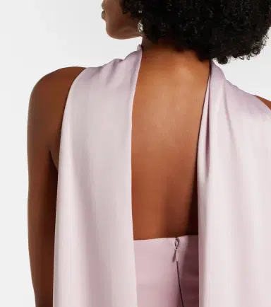 Solace London Cece halterneck crêpe and satin gown | Thumbnail 4 Solace London Cece halterneck crêpe and satin gown | Thumbnail 4