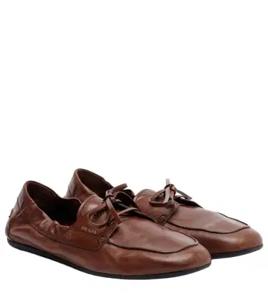 Prada Shuffle leather boat shoes | Thumbnail 1