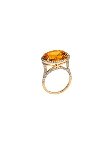 Wish Fine Jewelry 13.295ct Citrine Brown Diamond 18K Cocktail Ring | Thumbnail 2