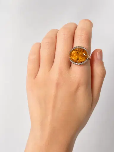 Wish Fine Jewelry 13.295ct Citrine Brown Diamond 18K Cocktail Ring | Thumbnail 3