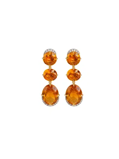 Wish Fine Jewelry 27.90ct Citrine Brown Diamond 18K Gold Earrings | Thumbnail 1 Wish Fine Jewelry 27.90ct Citrine Brown Diamond 18K Gold Earrings | Thumbnail 1