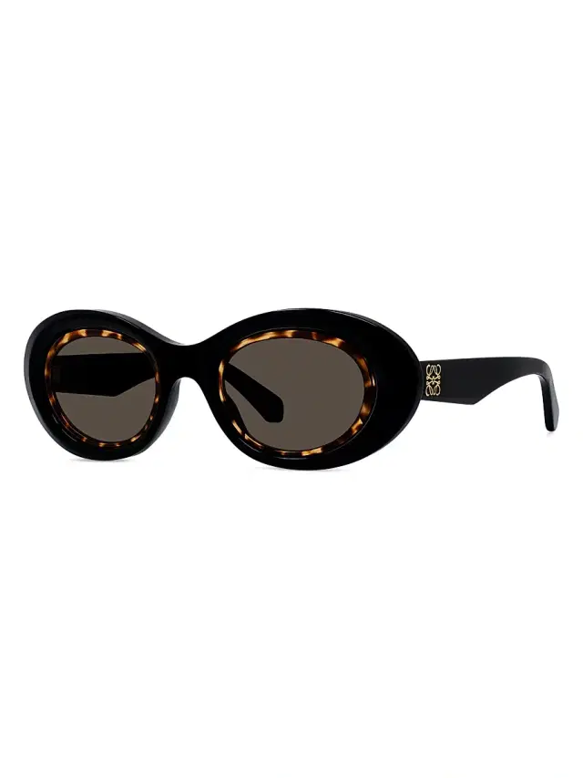 LOEWE Women's Anagram 54MM Oval Sunglasses - Shiny Black Brown