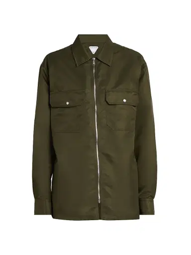 Bottega Veneta Men's Nylon Zip-Front Overshirt - Shrub - Size 40 | Thumbnail 1