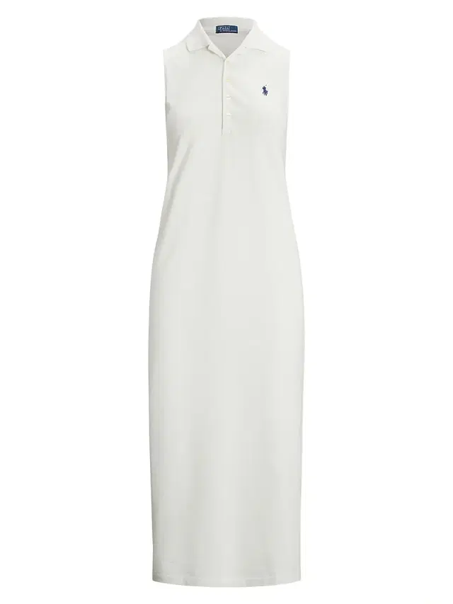 Women's Stretch-Cotton Mesh Midi-Polo Dress - White
