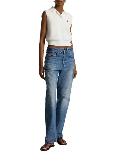 Polo Ralph Lauren Women's Cotton-Blend Sleeveless Polo Sweater - White | Thumbnail 2 Polo Ralph Lauren Women's Cotton-Blend Sleeveless Polo Sweater - White | Thumbnail 2