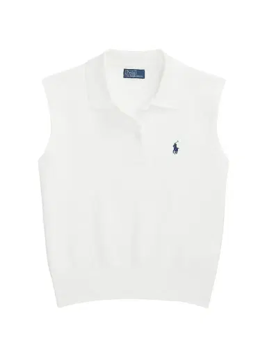 Polo Ralph Lauren Women's Cotton-Blend Sleeveless Polo Sweater - White | Thumbnail 1 Polo Ralph Lauren Women's Cotton-Blend Sleeveless Polo Sweater - White | Thumbnail 1